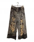 MAISON SPECIALメゾンスペシャル）の古着「Destroy Denim Prime-Wide Pants」｜ブラック