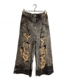 MAISON SPECIAL（メゾンスペシャル）の古着「Destroy Denim Prime-Wide Pants」｜ブラック