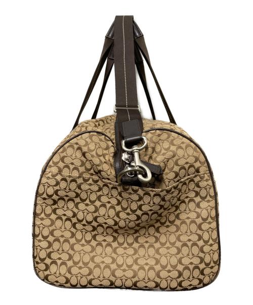 COACH（コーチ）COACH (コーチ) ミニシグネチャー ストライプ ボストンバッグ ブラウン サイズ:Free(実寸参照）の古着・服飾アイテム