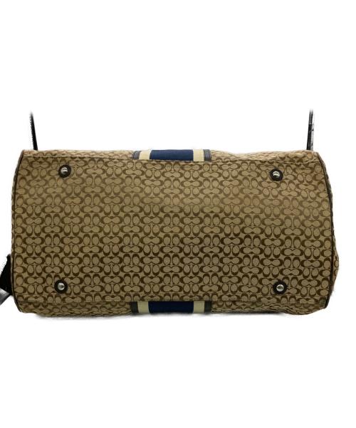 COACH（コーチ）COACH (コーチ) ミニシグネチャー ストライプ ボストンバッグ ブラウン サイズ:Free(実寸参照）の古着・服飾アイテム