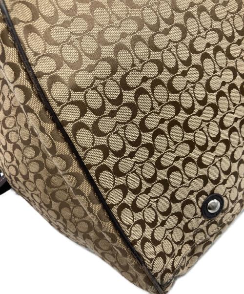 COACH（コーチ）COACH (コーチ) ミニシグネチャー ストライプ ボストンバッグ ブラウン サイズ:Free(実寸参照）の古着・服飾アイテム