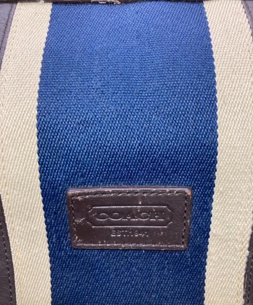 COACH（コーチ）COACH (コーチ) ミニシグネチャー ストライプ ボストンバッグ ブラウン サイズ:Free(実寸参照）の古着・服飾アイテム