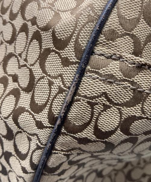 COACH（コーチ）COACH (コーチ) ミニシグネチャー ストライプ ボストンバッグ ブラウン サイズ:Free(実寸参照）の古着・服飾アイテム