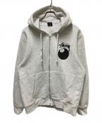 stussyステューシー）の古着「8 BALL ZIP HOODIE」｜グレー