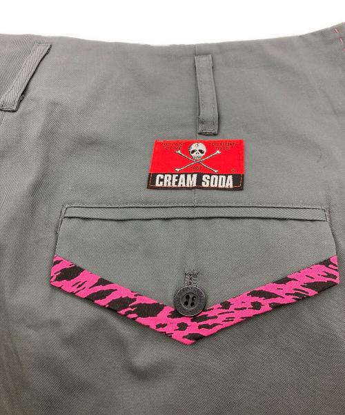CREAM SODA（クリームソーダ）CREAM SODA (クリームソーダ) ヒョウ柄V切り替えしコットンパンツ グレー サイズ:XLの古着・服飾アイテム