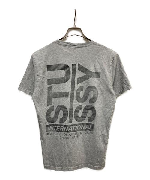 stussy（ステューシー）stussy (ステューシー) 縦ロゴインターナショナルTシャツ グレー サイズ:Sの古着・服飾アイテム