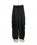 THEREDTHREADザレッドスレッド）の古着「S nylon jersey pants lace」｜ブラック