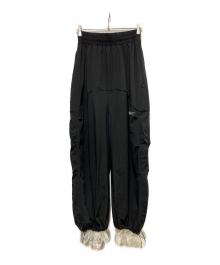 THEREDTHREAD（ザレッドスレッド）の古着「S nylon jersey pants lace」｜ブラック