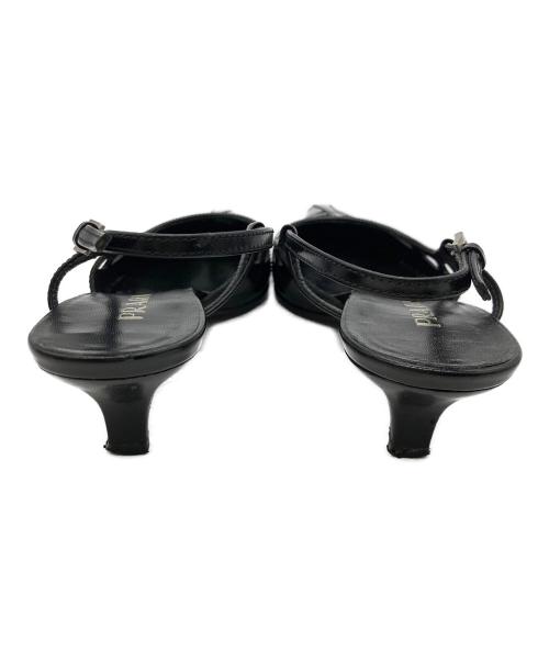 PRADA（プラダ）PRADA (プラダ) レザーストラップパンプス ブラック サイズ:	SIZE 38　（24cm）の古着・服飾アイテム