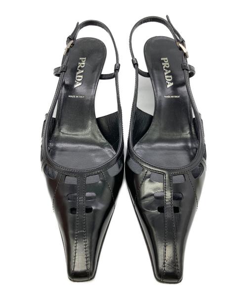 PRADA（プラダ）PRADA (プラダ) レザーストラップパンプス ブラック サイズ:	SIZE 38　（24cm）の古着・服飾アイテム
