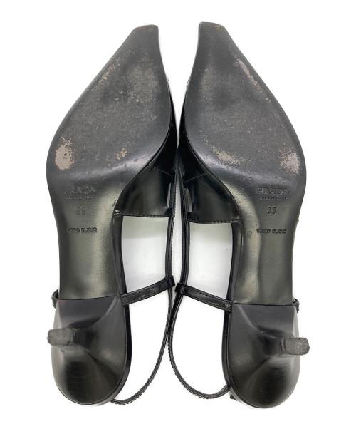 PRADA（プラダ）PRADA (プラダ) レザーストラップパンプス ブラック サイズ:	SIZE 38　（24cm）の古着・服飾アイテム