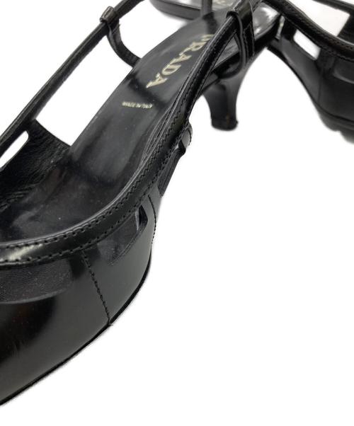 PRADA（プラダ）PRADA (プラダ) レザーストラップパンプス ブラック サイズ:	SIZE 38　（24cm）の古着・服飾アイテム