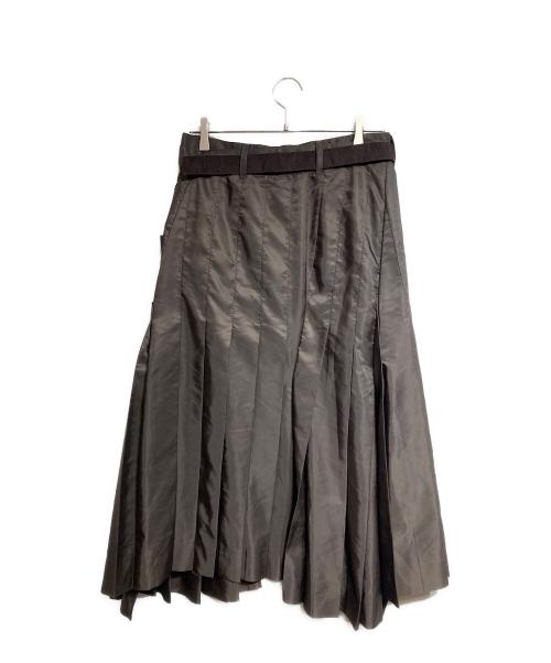 sacai（サカイ）sacai (サカイ) ナイロンツイルミックススカート/Nylon twill mixed skirt ブラウン サイズ:2の古着・服飾アイテム