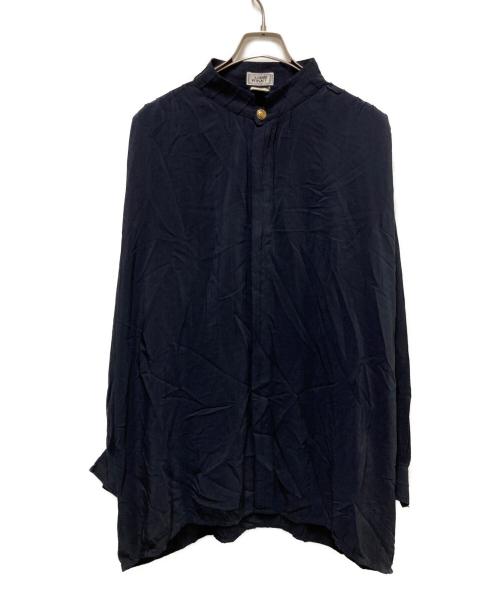 GIANNI VERSACE（ジャンニ・ヴェルサーチ）GIANNI VERSACE (ジャンニ・ヴェルサーチ) メデューサボタンバンドカラーシルクシャツ ブラック サイズ:54の古着・服飾アイテム