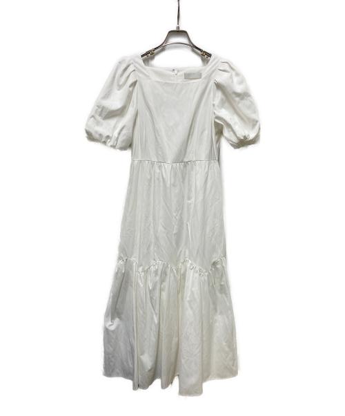 CELFORD（セルフォード）CELFORD (セルフォード) スクエアネックフレアワンピース ホワイト サイズ:36の古着・服飾アイテム