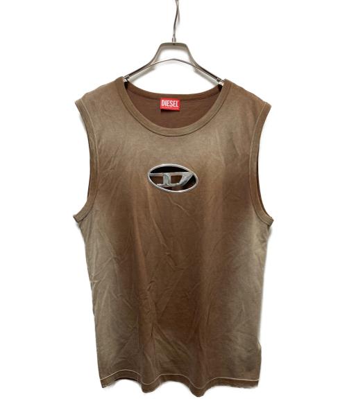 DIESEL（ディーゼル）DIESEL (ディーゼル) T-BRICO Dロゴノースリーブカットソー ブラウン サイズ:XLの古着・服飾アイテム