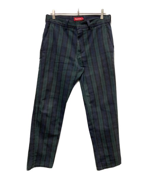 SUPREME（シュプリーム）Supreme (シュプリーム) Work Pant Black Watch Plaid ネイビー×グリーン サイズ:30の古着・服飾アイテム