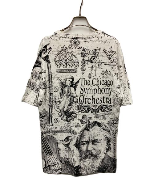 WILDWOOD PRODUETIONS（ワイルドウッドプロダクションズ）WILDWOOD PRODUETIONS (ワイルドウッドプロダクションズ) オールオーバープリントTシャツT ホワイト×ブラック サイズ:Lの古着・服飾アイテム