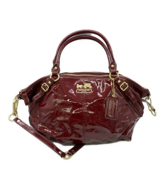 COACH（コーチ）COACH (コーチ) マディソン ソフィア パテント2wayバッグ レッドの古着・服飾アイテム