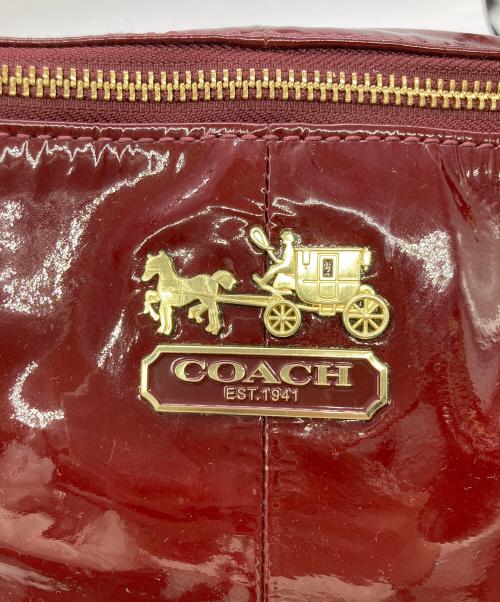 COACH（コーチ）COACH (コーチ) マディソン ソフィア パテント2wayバッグ レッドの古着・服飾アイテム