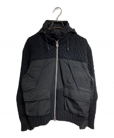 Sacai スーチングニットジャケット 異素材切替 ドッキングジャケット サカイ 中古・古着通販】sacai (サカイ) ニットドッキングジャケット ブラック