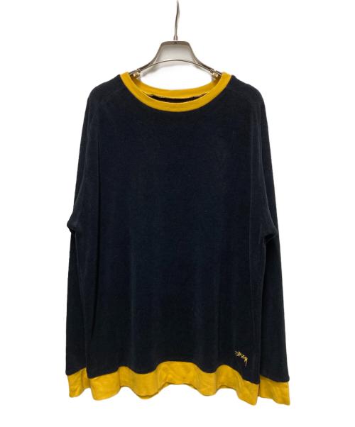 stussy（ステューシー）stussy (ステューシー) 00sパイルカットソー イエロー×ブラック サイズ:Lの古着・服飾アイテム