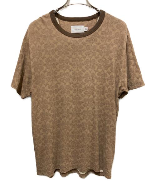 COACH（コーチ）COACH (コーチ) エッセンシャル シグネチャー Tシャツ ブラウン サイズ:Sの古着・服飾アイテム