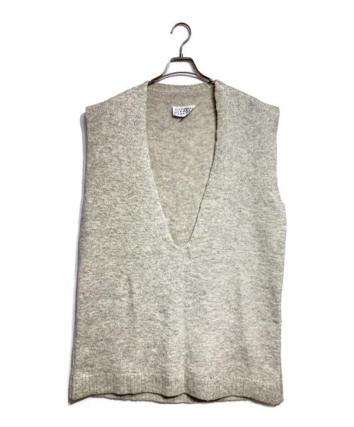 MM6 Maison Margiela（エムエムシックスメゾンマルジェラ）MM6 Maison Margiela (エムエムシックスメゾンマルジェラ) フロントコーティングニットワンピース ベージュ サイズ:Mの古着・服飾アイテム