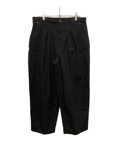 OZMNL（オズ・マニラ）OZMNL (オズ・マニラ) Pleated Worker Pants ブラック サイズ:XLの古着・服飾アイテム