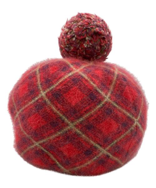 Vivienne Westwood（ヴィヴィアンウエストウッド）Vivienne Westwood (ヴィヴィアンウエストウッド) アンゴラロゴピンズ ニット帽 レッド サイズ:SIZE S-Mの古着・服飾アイテム