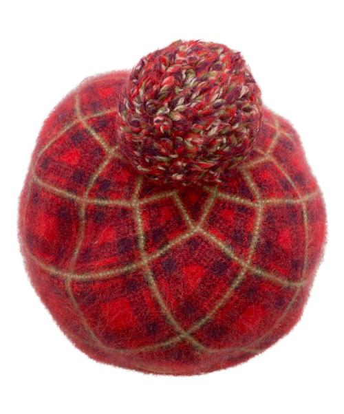 Vivienne Westwood（ヴィヴィアンウエストウッド）Vivienne Westwood (ヴィヴィアンウエストウッド) アンゴラロゴピンズ ニット帽 レッド サイズ:SIZE S-Mの古着・服飾アイテム