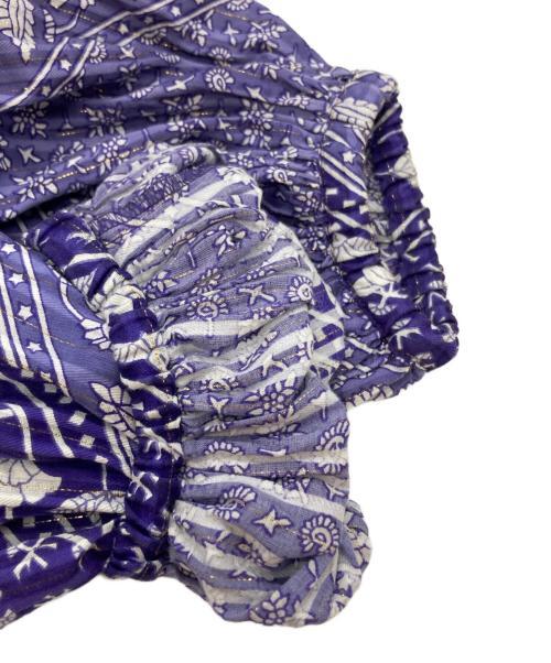sara mallika（サラマリカ）sara mallika (サラマリカ) コットン ルレックススカーフプリントワンピース/Cotton Lurex Scarf Print Dress パープル サイズ:Sの古着・服飾アイテム