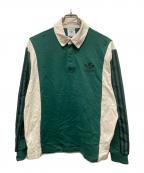 adidasアディダス）の古着「ロングスリーブラガーシャツ」｜グリーン×ベージュ