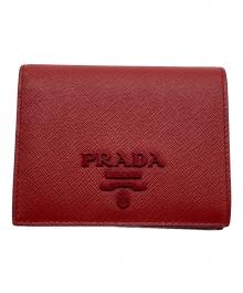 PRADA（プラダ）の古着「サフィアーノ2つ折り財布」｜レッド
