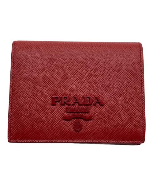 PRADA（プラダ）PRADA (プラダ) サフィアーノ2つ折り財布 レッドの古着・服飾アイテム