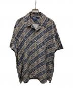 POLO RALPH LAURENポロ・ラルフローレン）の古着「90s VINTAGE CAMP ペイズリー柄オープンカラーシャツ」｜ネイビー×ベージュ