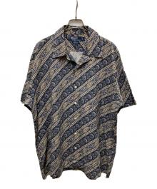 POLO RALPH LAUREN（ポロ・ラルフローレン）の古着「90s VINTAGE CAMP ペイズリー柄オープンカラーシャツ」｜ネイビー×ベージュ
