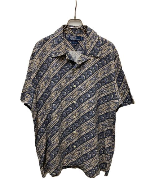 POLO RALPH LAUREN（ポロ・ラルフローレン）POLO RALPH LAUREN (ポロ・ラルフローレン) 90s VINTAGE CAMP ペイズリー柄オープンカラーシャツ ネイビー×ベージュ サイズ:Lの古着・服飾アイテム