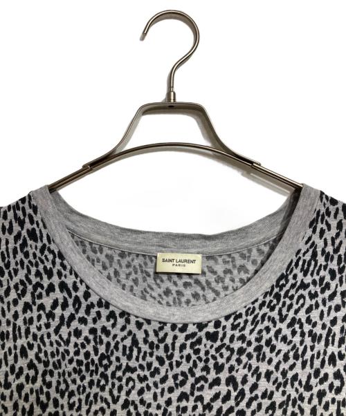 Saint Laurent Paris（サンローランパリ）Saint Laurent Paris (サンローランパリ) レオパードTシャツ グレー×ブラック サイズ:Mの古着・服飾アイテム