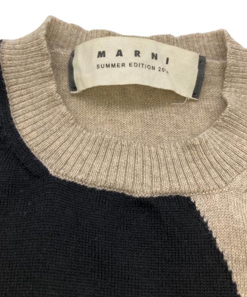 MARNI（マルニ）MARNI (マルニ) ショートスリーブニット ブラウン×ブラック サイズ:38の古着・服飾アイテム