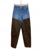 6(ROKU) BEAUTY&YOUTHロク ビューティーアンドユース）の古着「Time Machine DOCKING DENIM PANTS」｜インディゴ×ブラウン