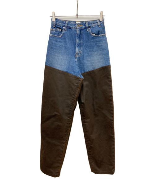 6(ROKU) BEAUTY&YOUTH（ロク ビューティーアンドユース）6(ROKU) BEAUTY&YOUTH (ロク ビューティーアンドユース) Time Machine DOCKING DENIM PANTS インディゴ×ブラウン サイズ:24の古着・服飾アイテム