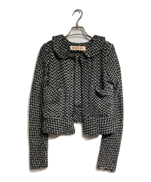 MARNI（マルニ）MARNI (マルニ) ツイードジャケット ブラック×グリーン サイズ:38の古着・服飾アイテム