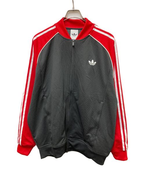 adidas（アディダス）adidas (アディダス) M SST LOOSE MESH TRACK TOP ブラック×レッド サイズ:XLの古着・服飾アイテム