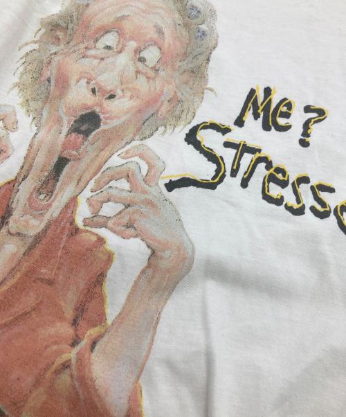 Hanes（ヘインズ）Hanes (ヘインズ) 90s ME?STRESSED? アートプリントTシャツ ホワイト サイズ:Mの古着・服飾アイテム
