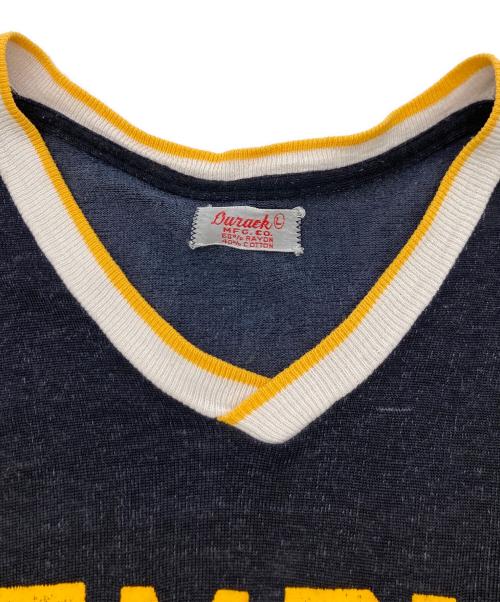 DURACK（デュラック）DURACK (デュラック) 60s  VネックフットボールTシャツ ブラック サイズ:Lの古着・服飾アイテム