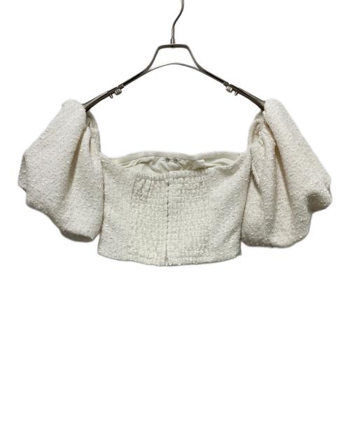 darich（ダーリッチ）Darich (ダーリッチ) ホルターネックオフショルツイードトップス ホワイト サイズ:Freeの古着・服飾アイテム