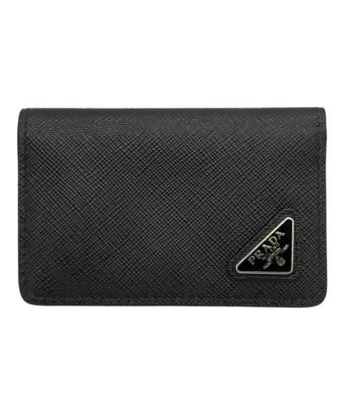 PRADA（プラダ）PRADA (プラダ) 三角プレートカードケース ブラックの古着・服飾アイテム