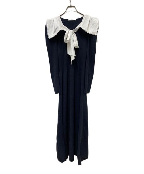 Snidel（スナイデル）Snidel (スナイデル) セーラーカラーニットワンピース ネイビー サイズ:Freeの古着・服飾アイテム