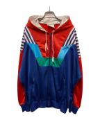 adidasアディダス）の古着「80s-90s パネルフードトラックジャケット」｜ブルー×レッド